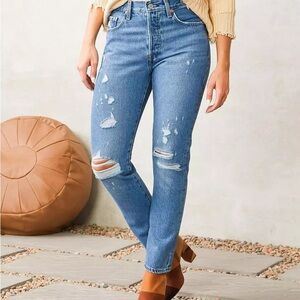 NWT Levi's 501 Original Skinny Leg Oxnard Destruction 24 X 28
